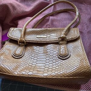 Tan Croc-Embossed Top-Handle Women's Bag Liz Claborne
